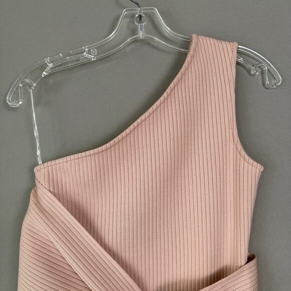 Bella Barnett sz S pink asymmetrical shoulder strap fitted‎ knit mini dress NWOT - Picture 2 of 10